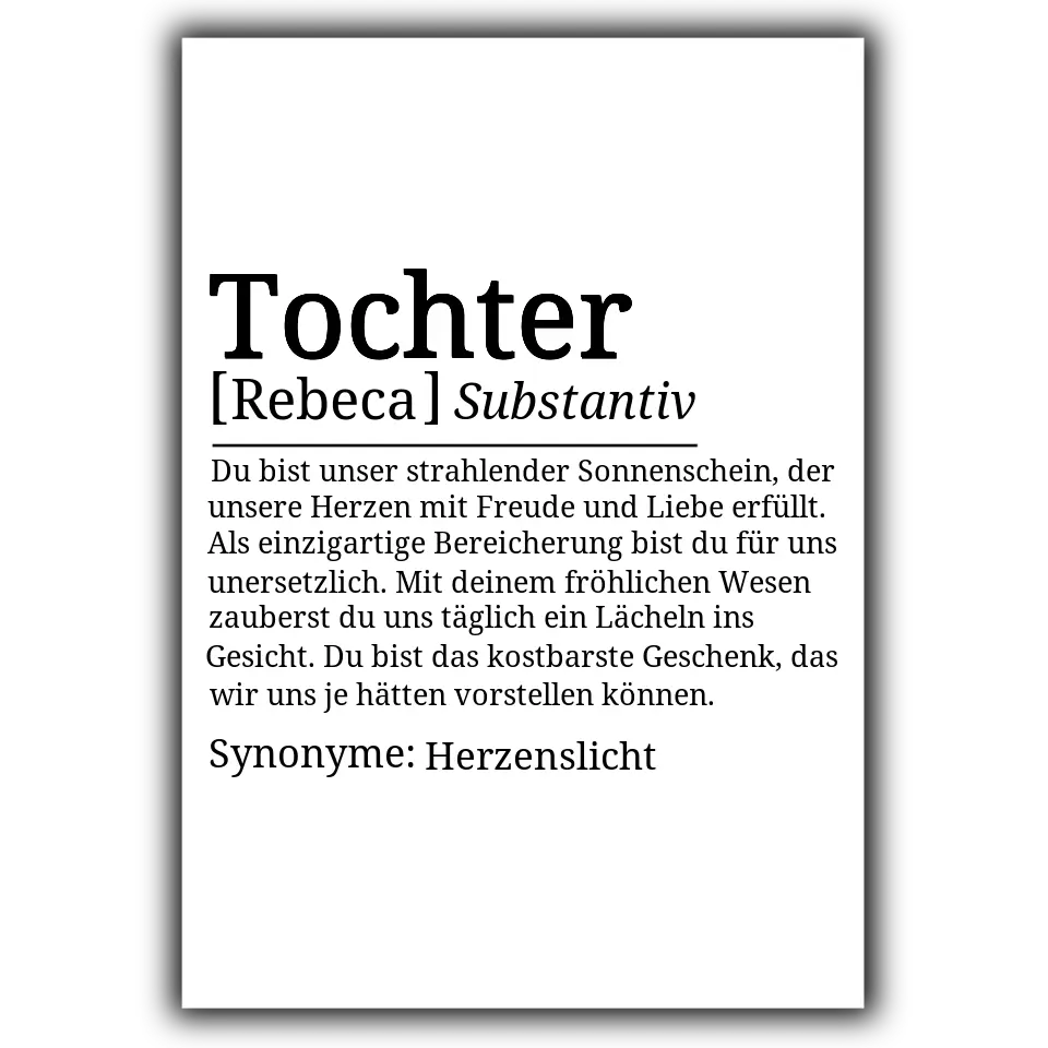 Definition Poster Tochter - für die Familie