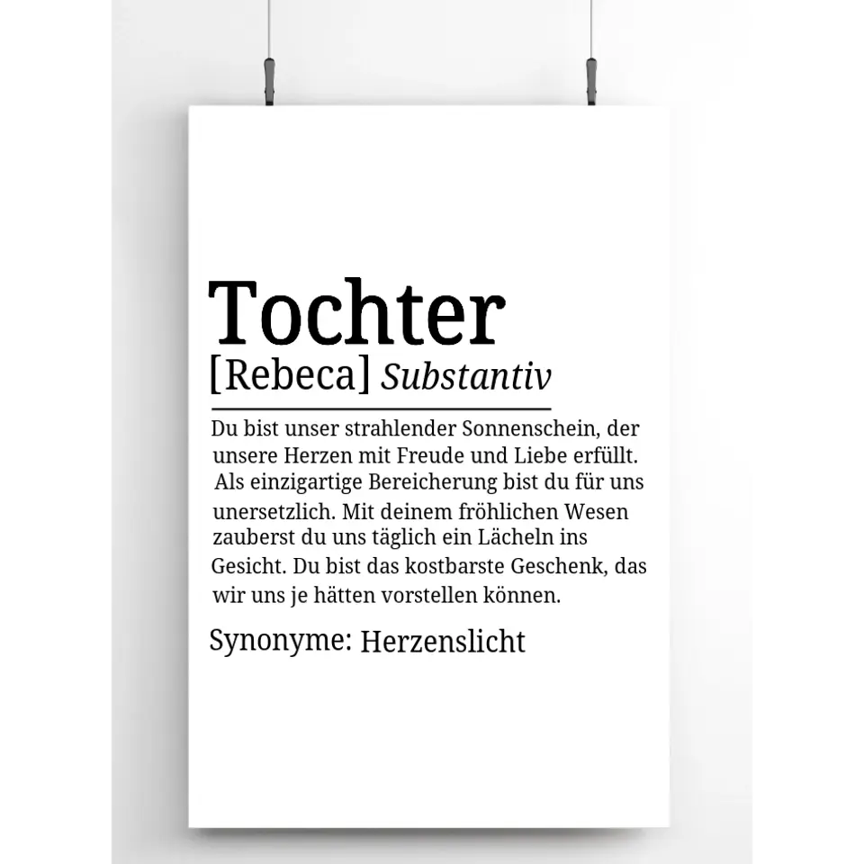 Definition Poster Tochter - für die Familie