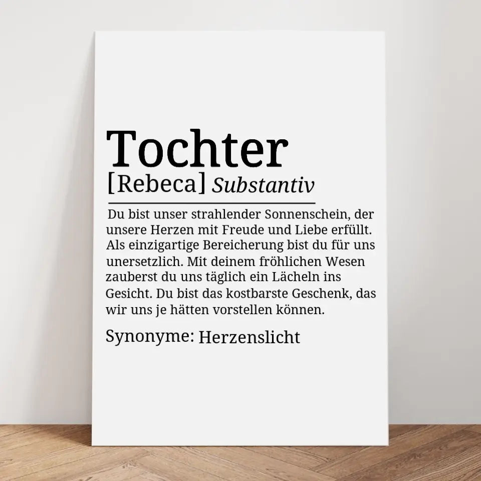 Definition Poster Tochter - für die Familie