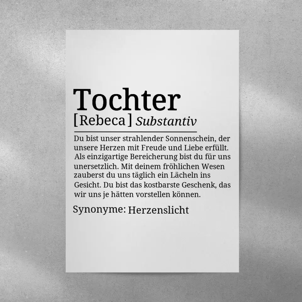 Definition Poster Tochter - für die Familie