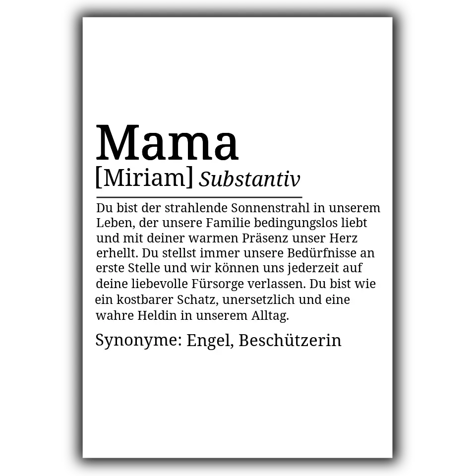 Definition Poster Mama - für die Familie