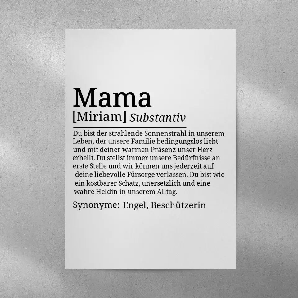 Definition Poster Mama - für die Familie