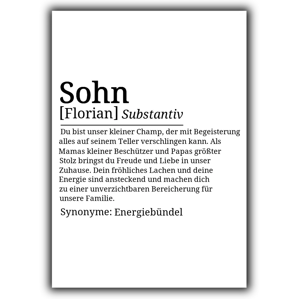 Definition Poster Sohn - für die Familie