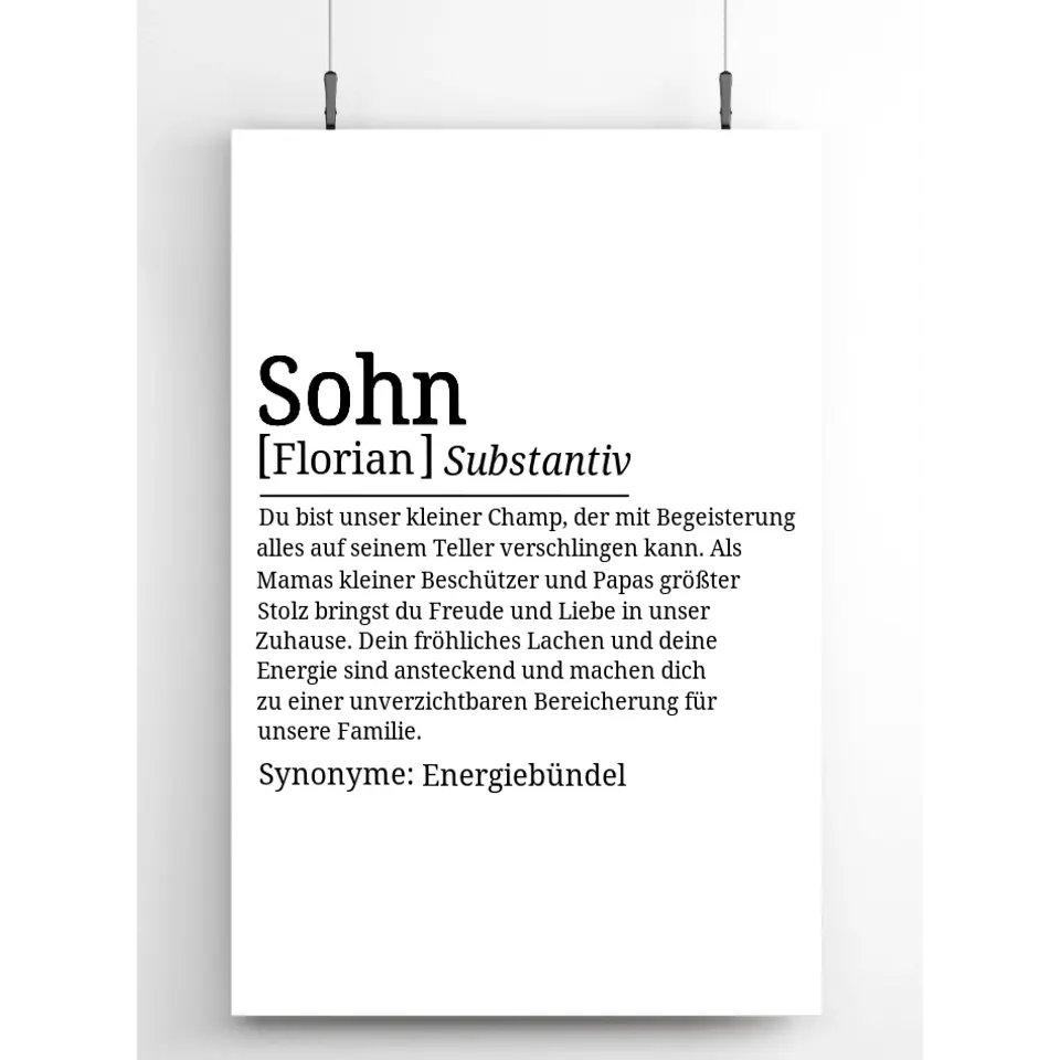 Definition Poster Sohn - für die Familie