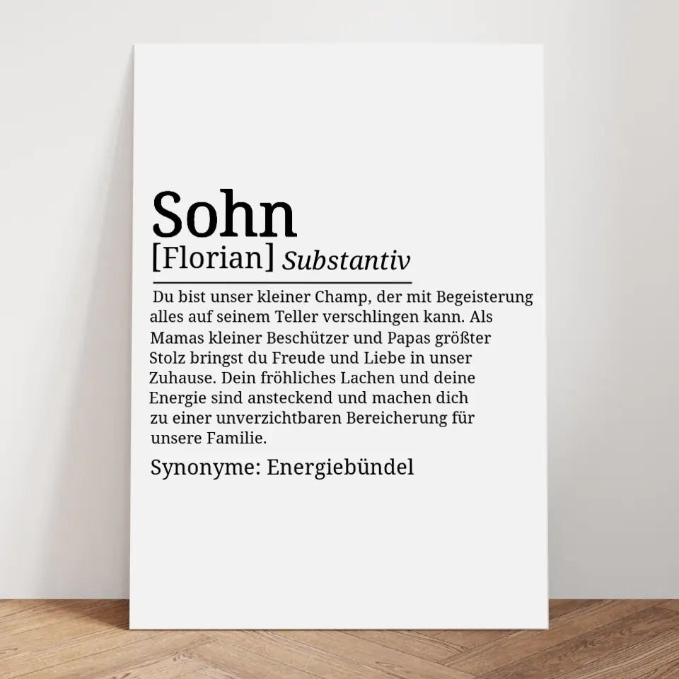 Definition Poster Sohn - für die Familie