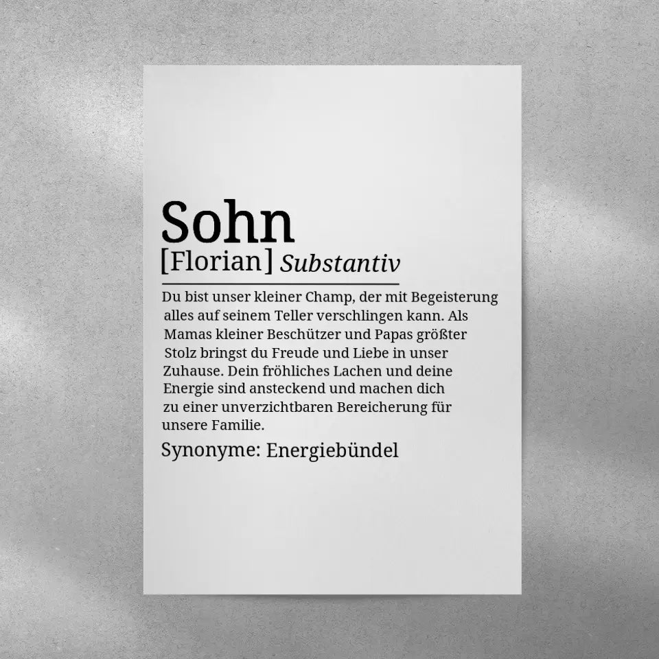 Definition Poster Sohn - für die Familie