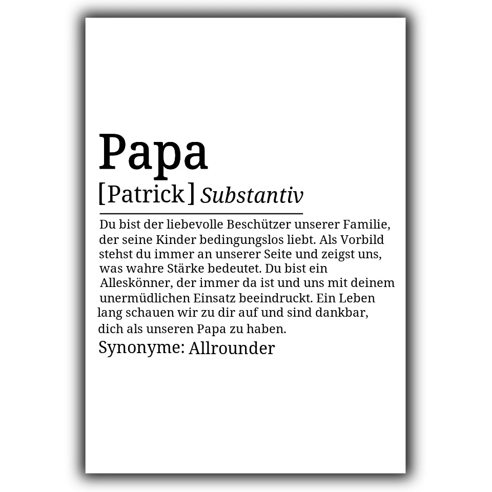 Definition Poster Papa - für die Familie