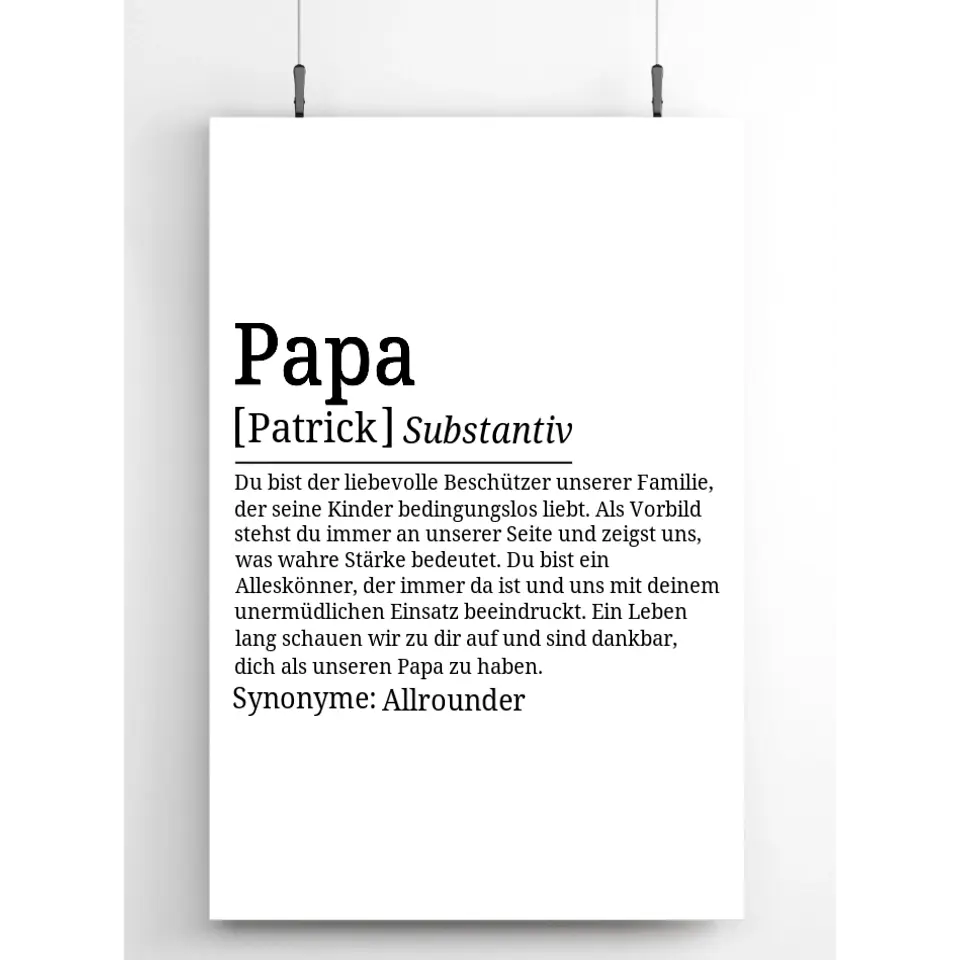 Definition Poster Papa - für die Familie