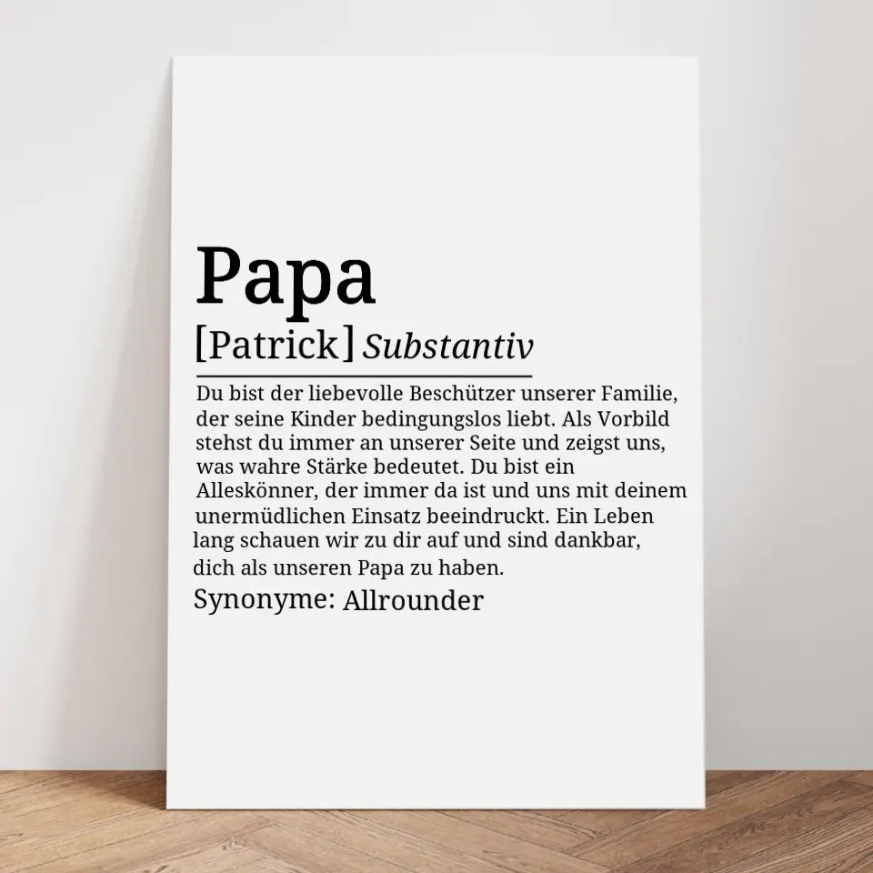 Definition Poster Papa - für die Familie