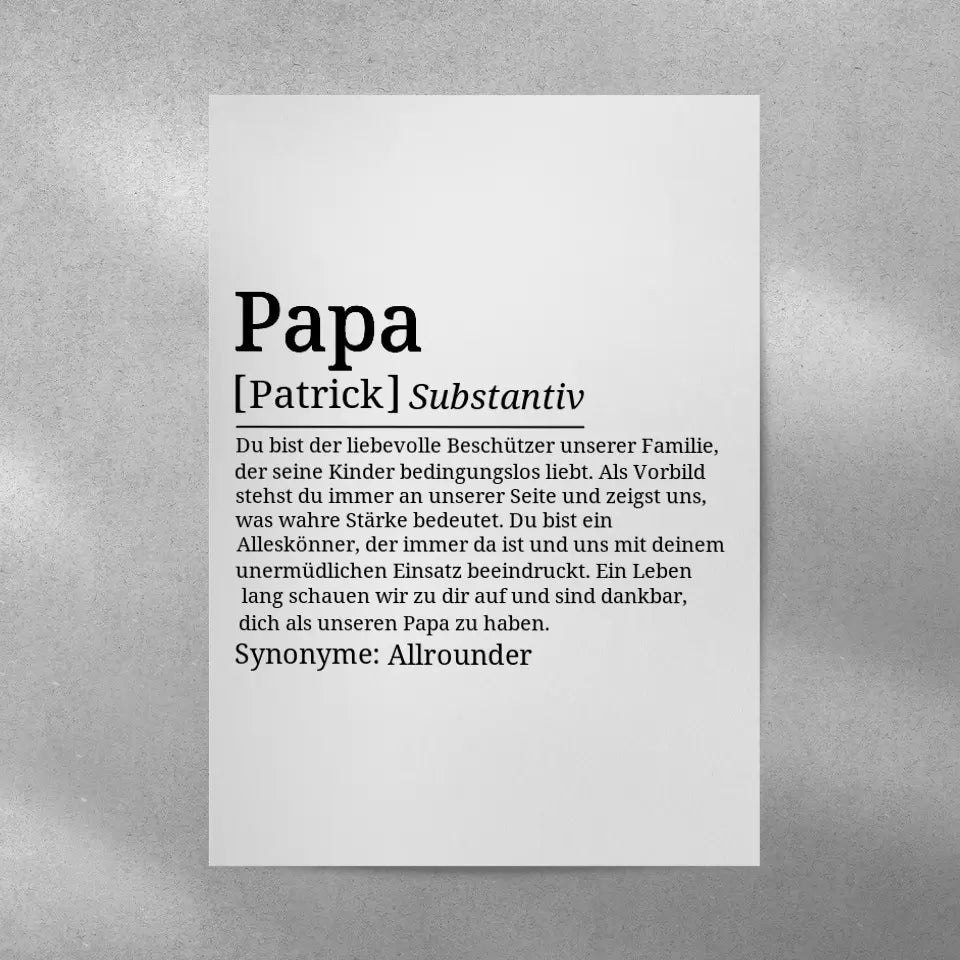 Definition Poster Papa - für die Familie
