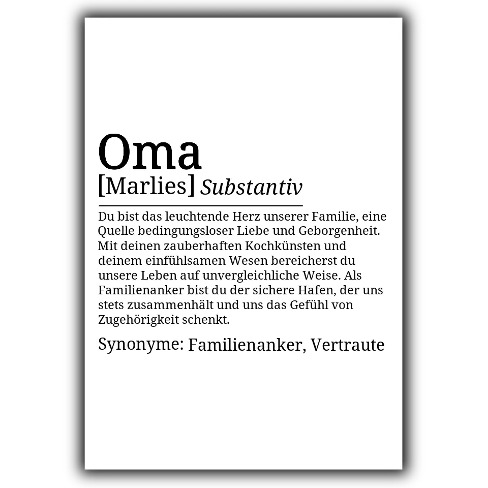 Definition Poster Oma - für die Familie