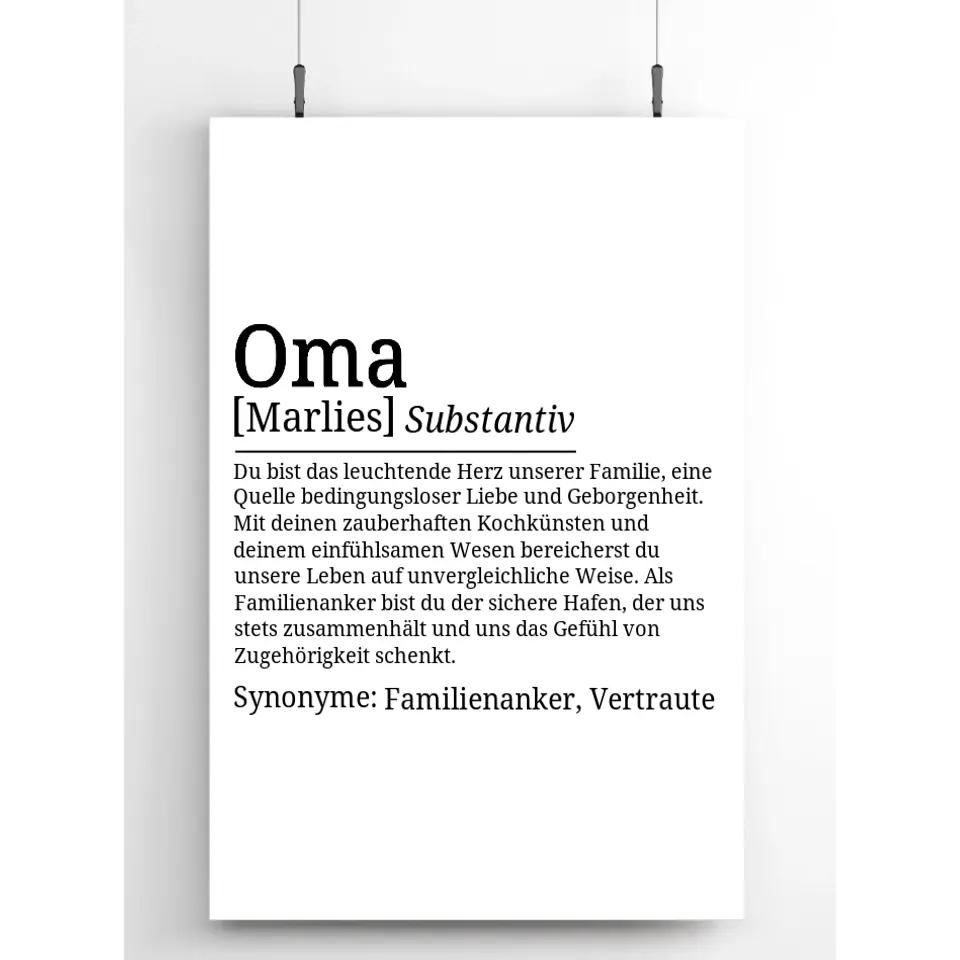 Definition Poster Oma - für die Familie