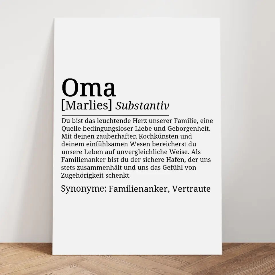 Definition Poster Oma - für die Familie