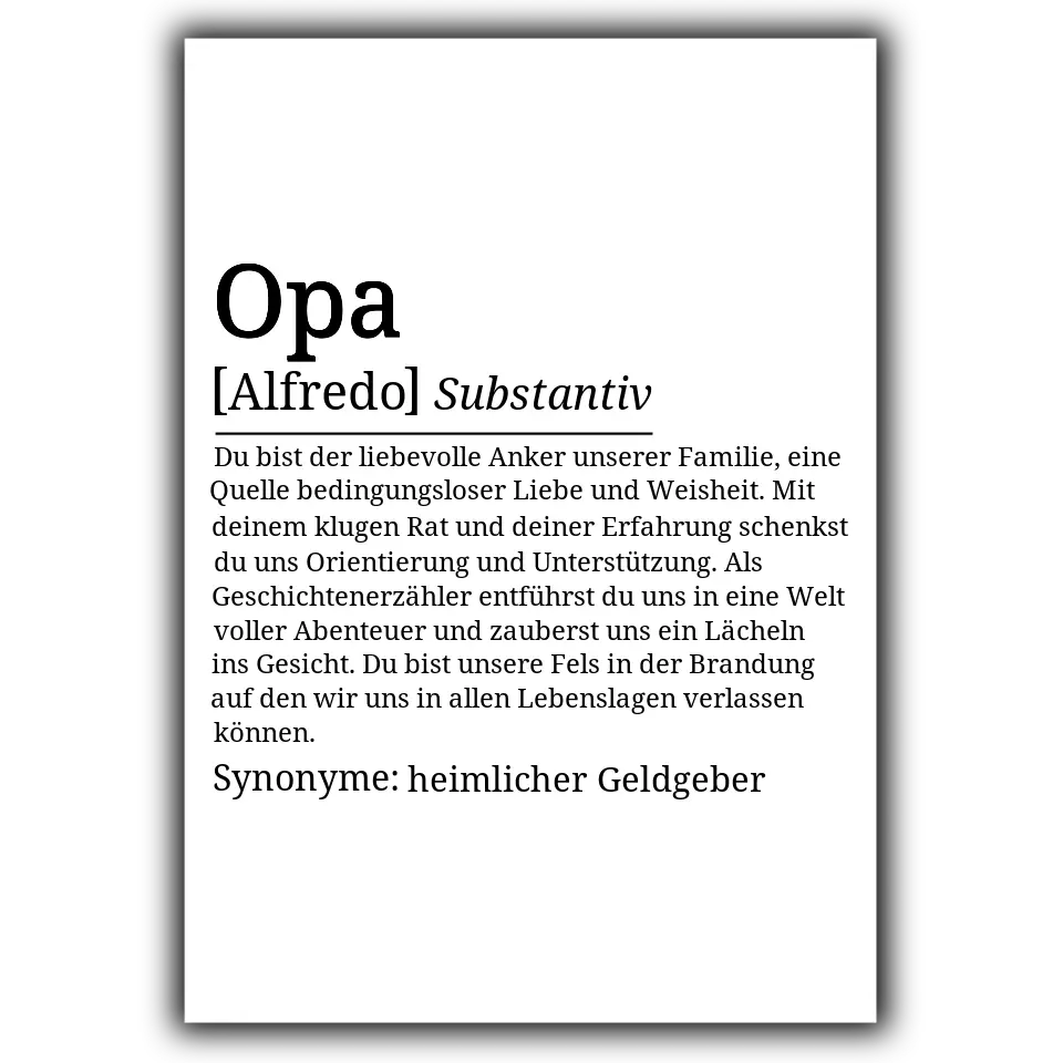 Definition Poster Opa - für die Familie