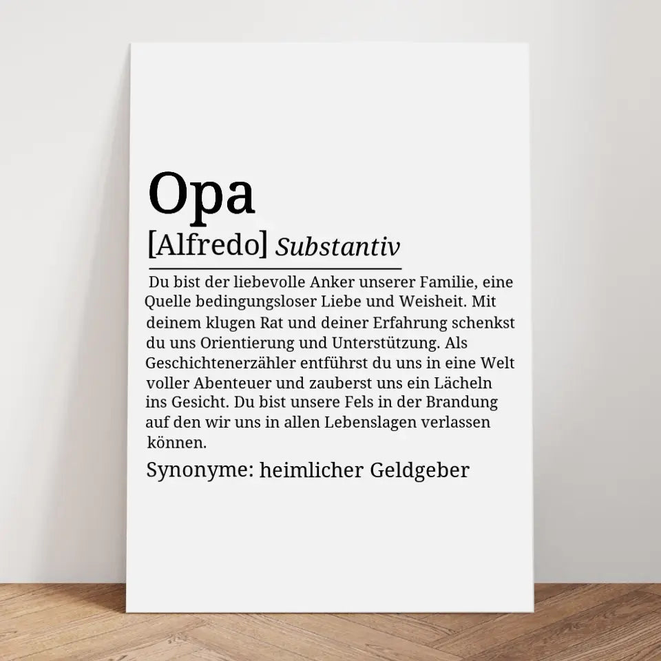 Definition Poster Opa - für die Familie