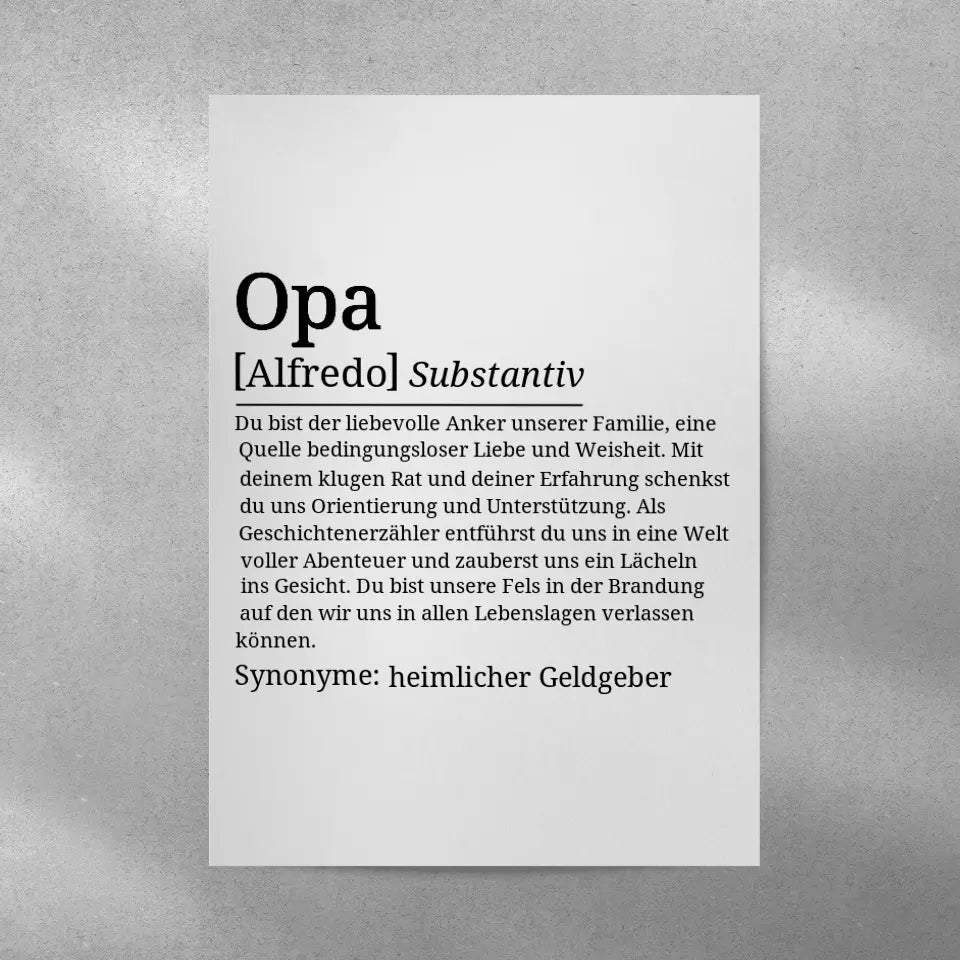 Definition Poster Opa - für die Familie