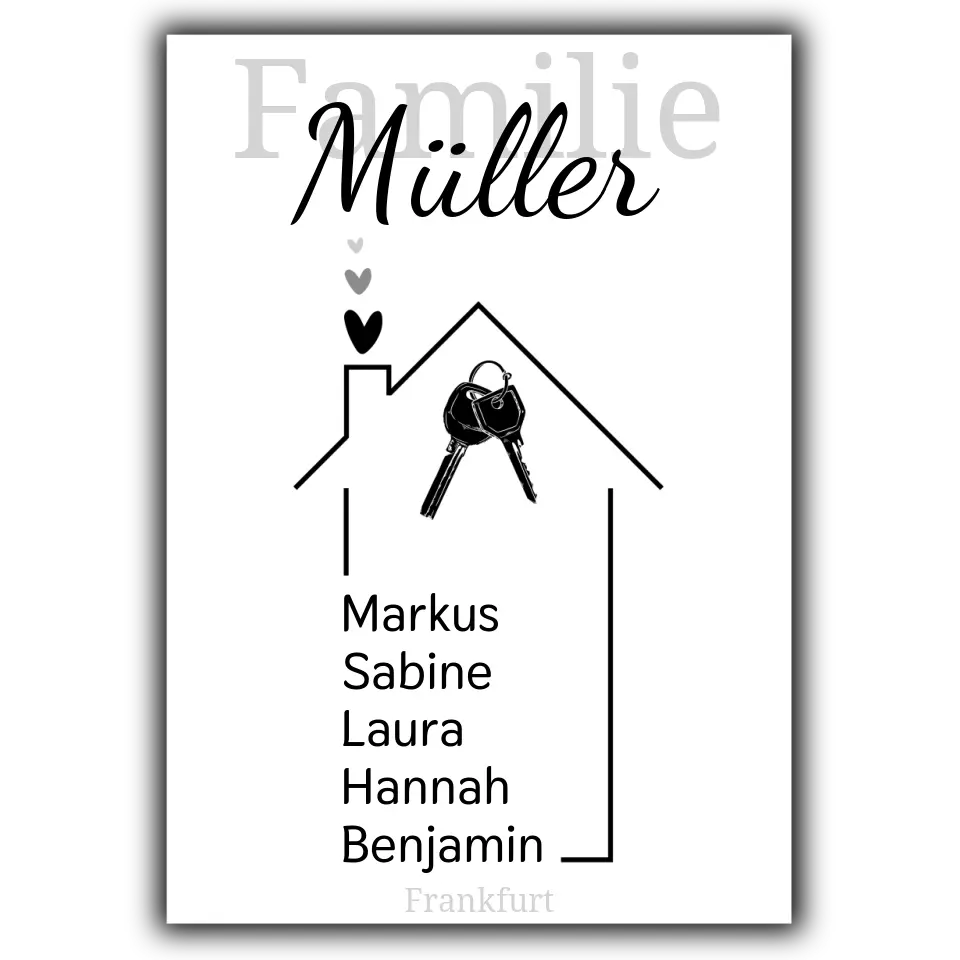 Haus Poster mit eigenen Namen - für die Familie