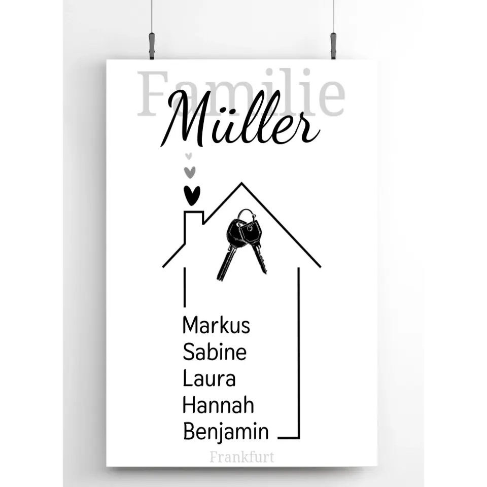 Haus Poster mit eigenen Namen - für die Familie