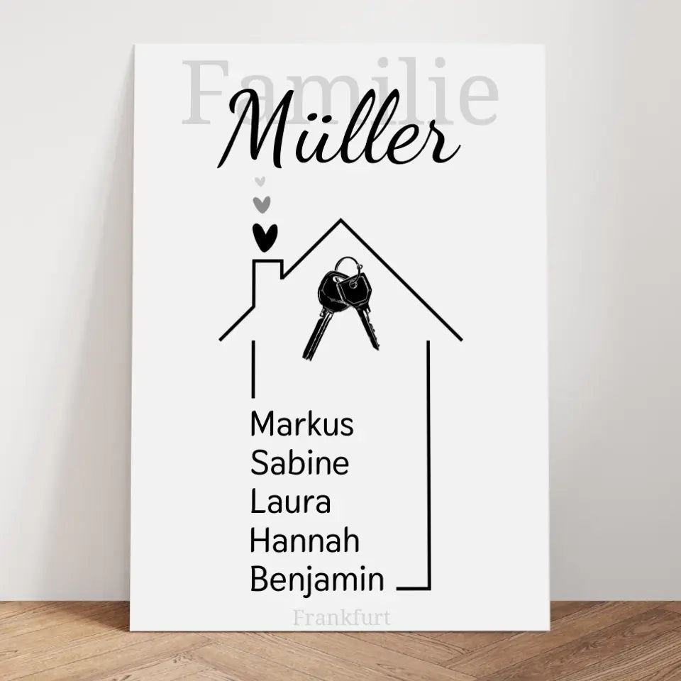 Haus Poster mit eigenen Namen - für die Familie