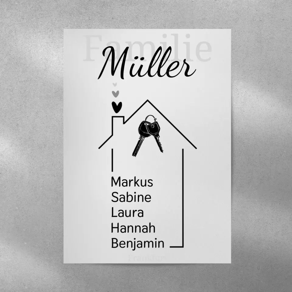 Haus Poster mit eigenen Namen - für die Familie