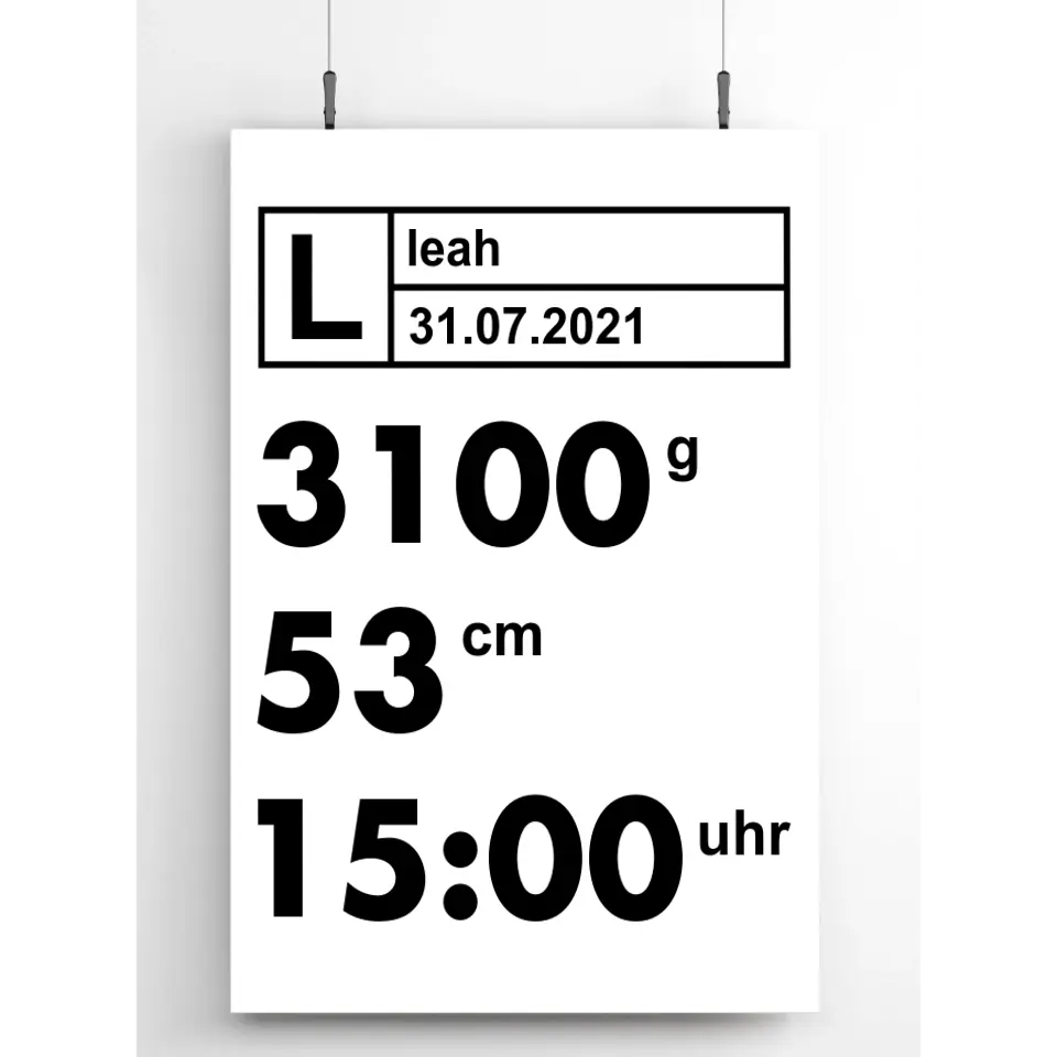 Moderne Daten Poster - für die Geburt