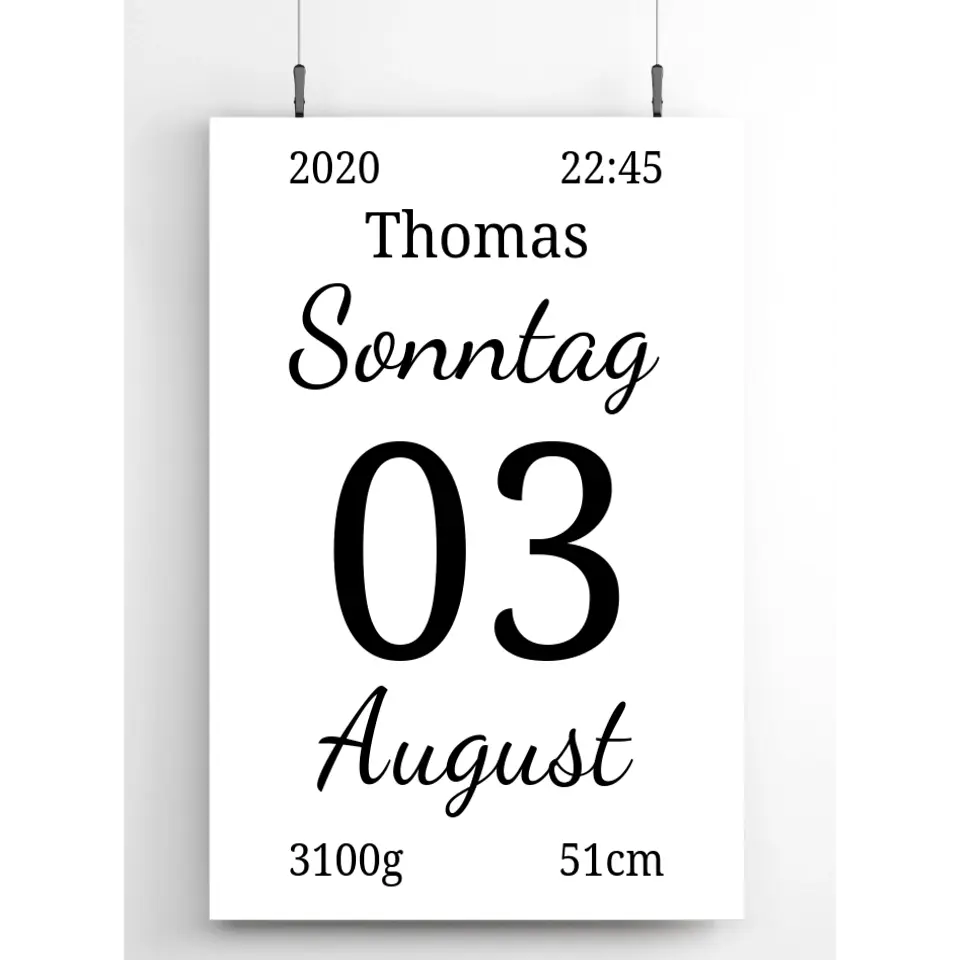 Kalender Poster - für die Geburt