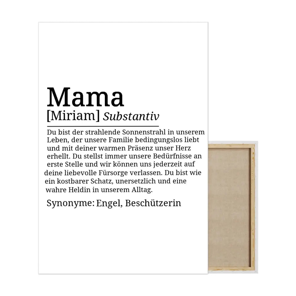 Definition Leinwand Mama - für die Familie