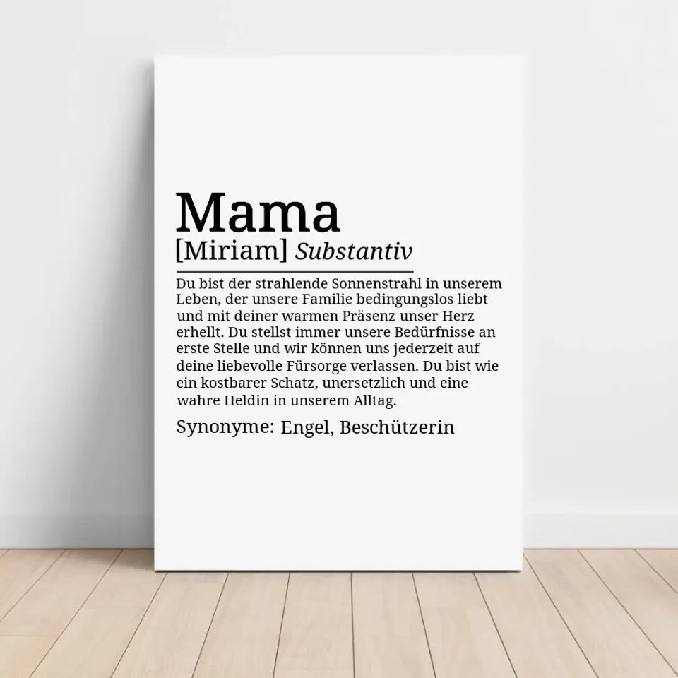 Definition Leinwand Mama - für die Familie