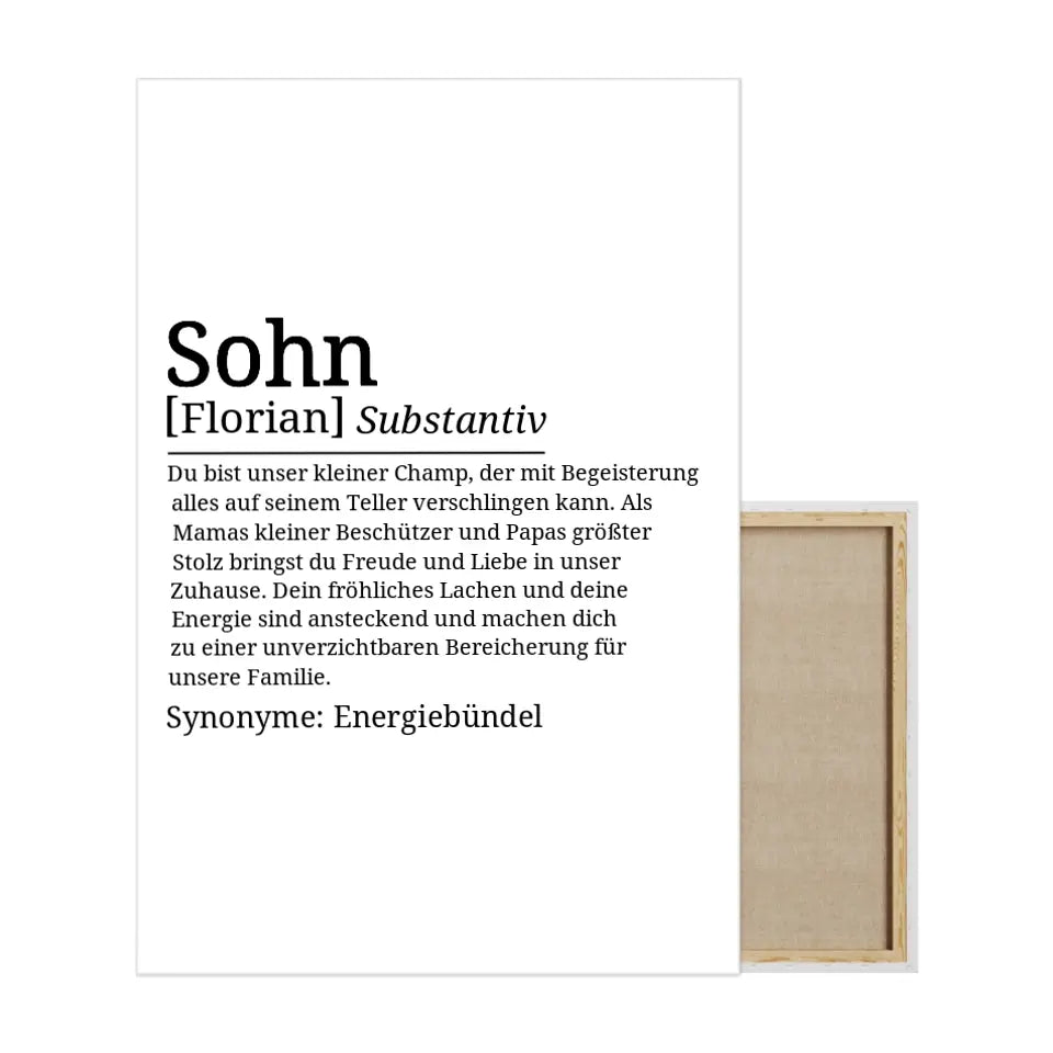 Definition Leinwand Sohn - für die Familie
