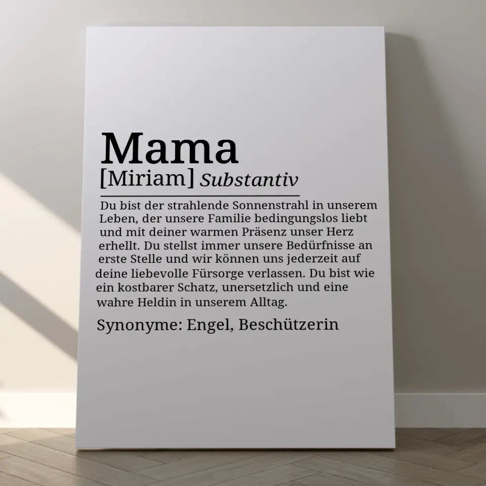 Definition Leinwand Mama - für die Familie