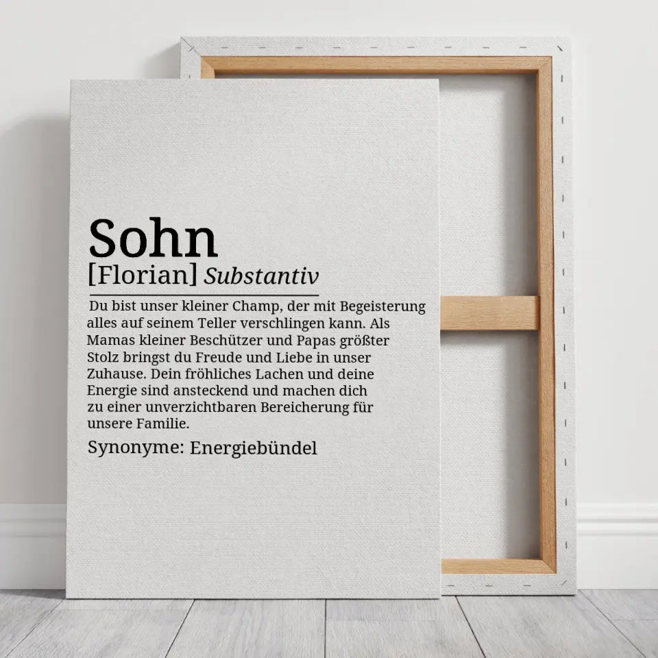 Definition Leinwand Sohn - für die Familie