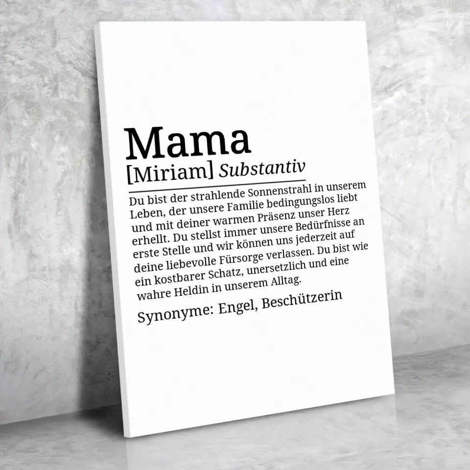 Definition Leinwand Mama - für die Familie