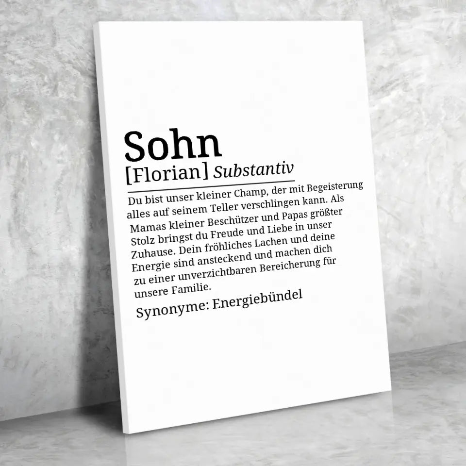 Definition Leinwand Sohn - für die Familie