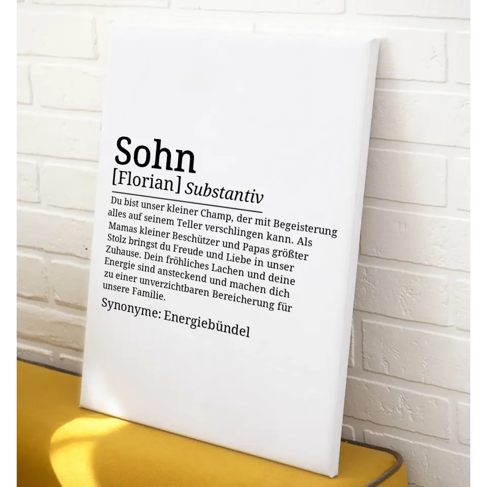 Definition Leinwand Sohn - für die Familie