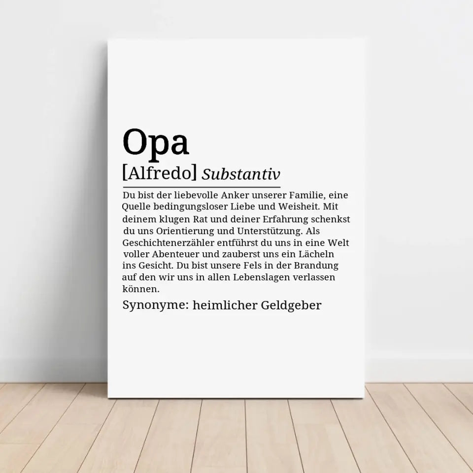 Definition Leinwand Opa - für die Familie