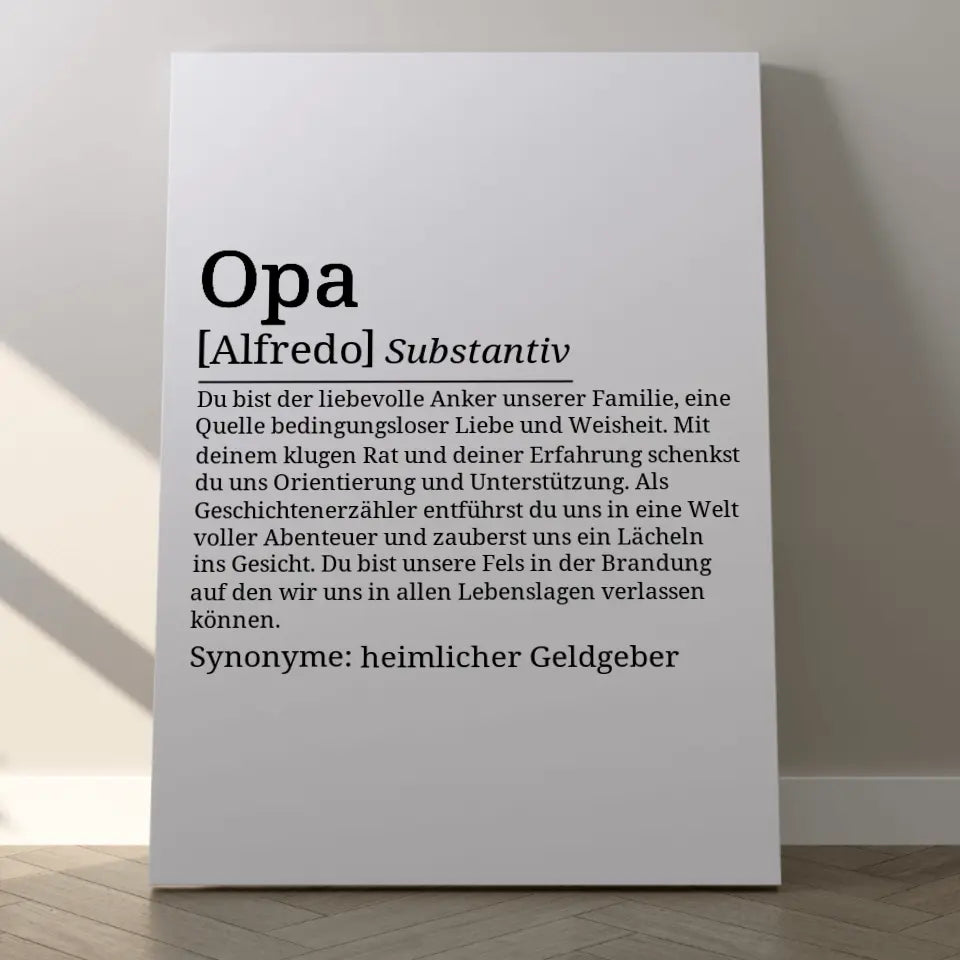Definition Leinwand Opa - für die Familie