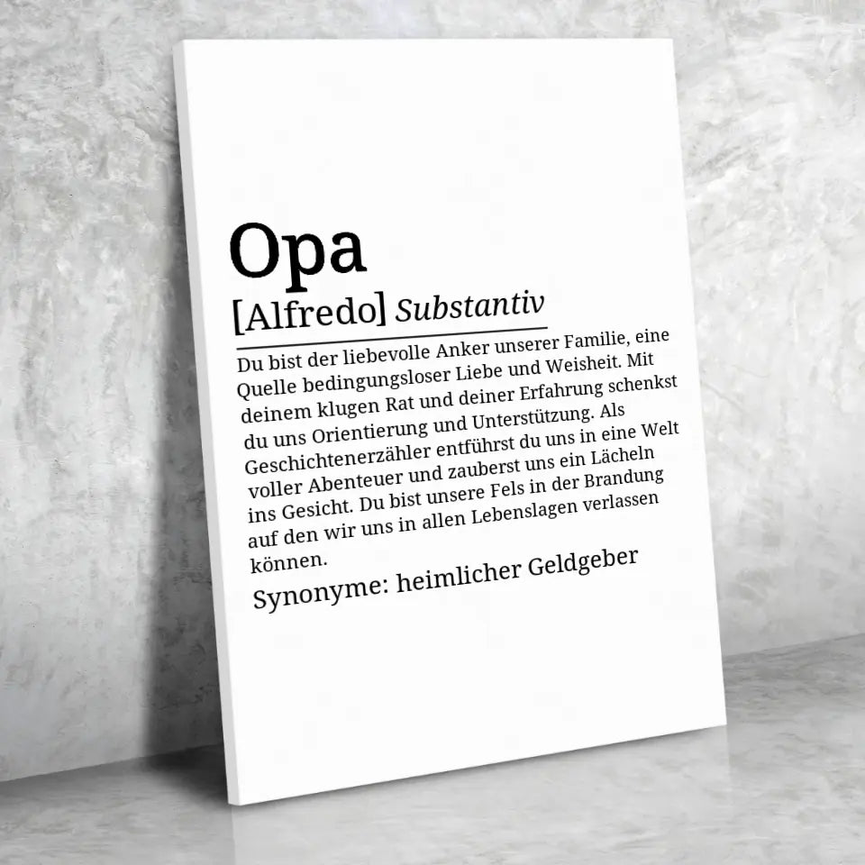 Definition Leinwand Opa - für die Familie