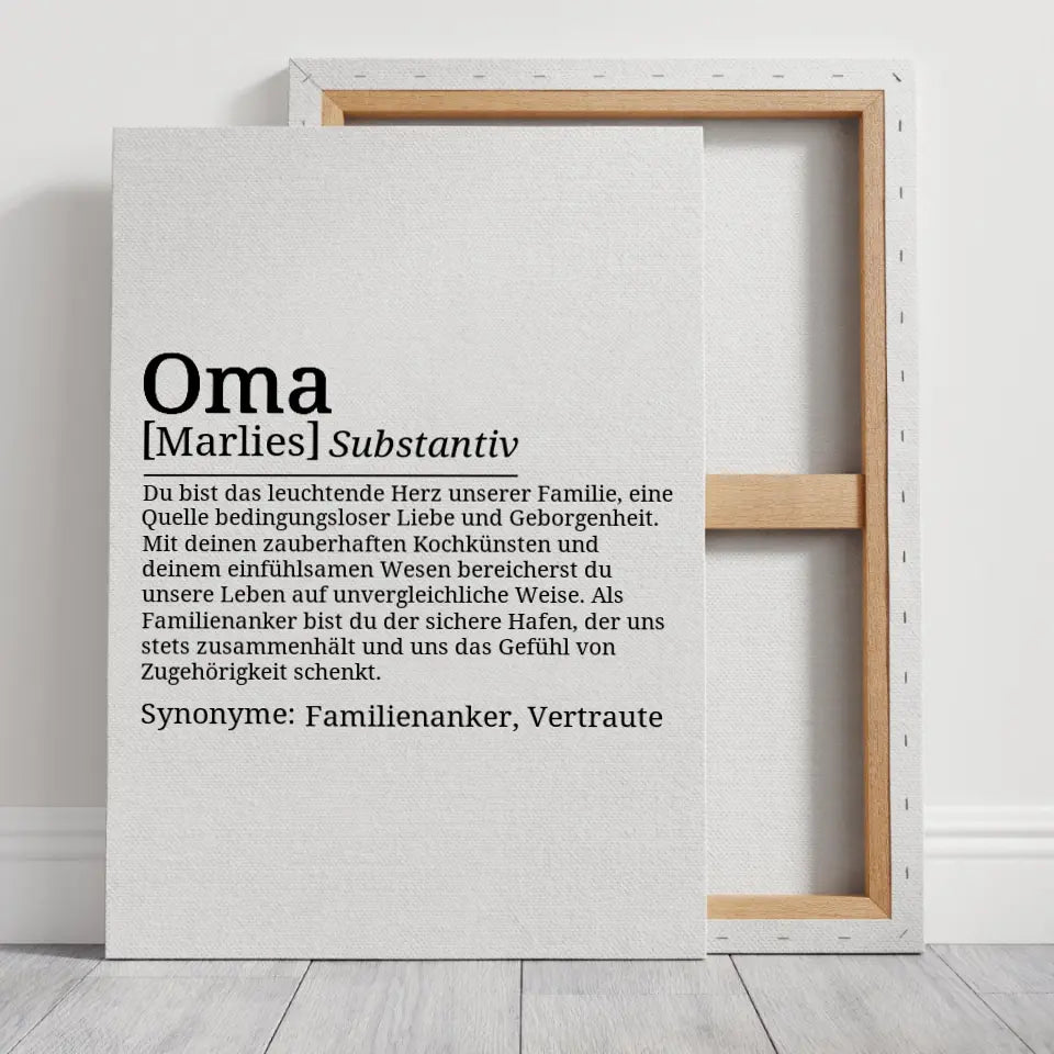 Definition Leinwand Oma - für die Familie