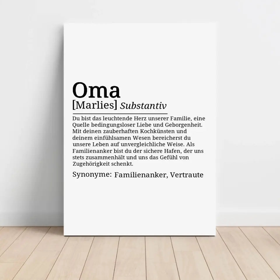 Definition Leinwand Oma - für die Familie