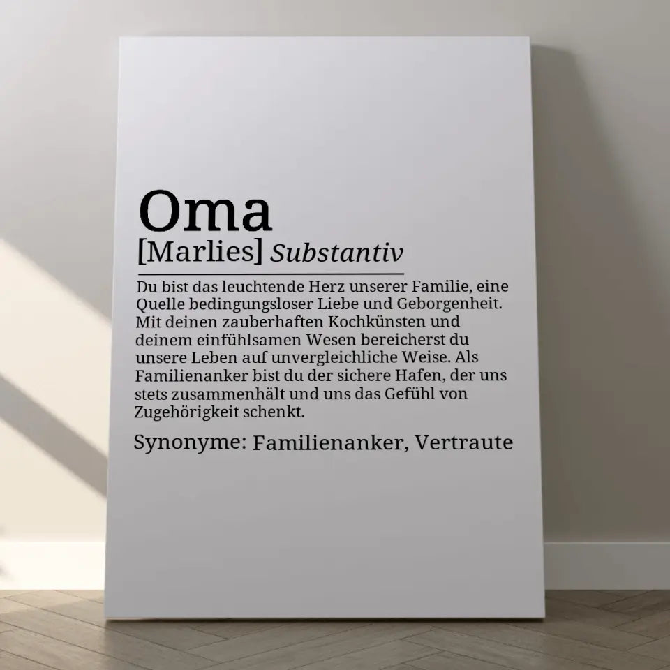 Definition Leinwand Oma - für die Familie