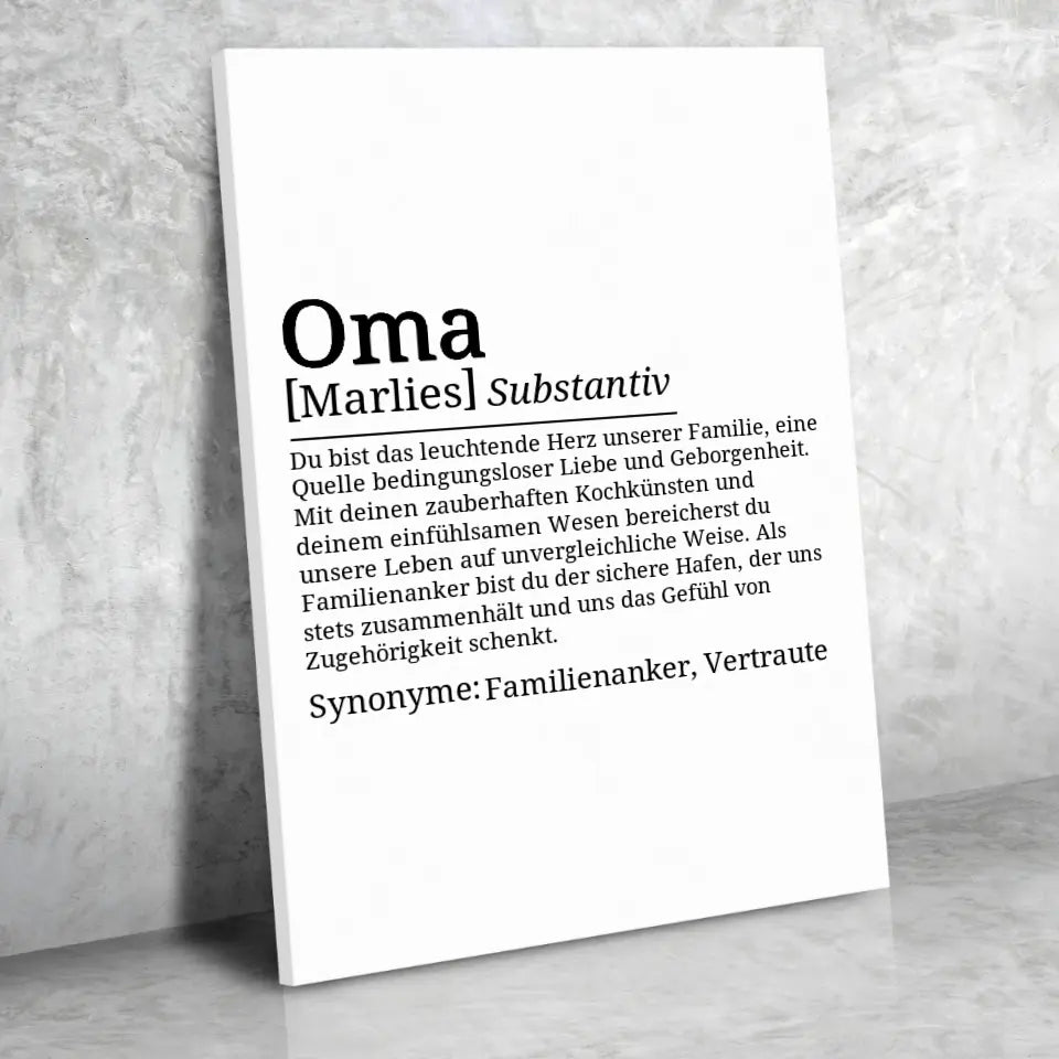 Definition Leinwand Oma - für die Familie