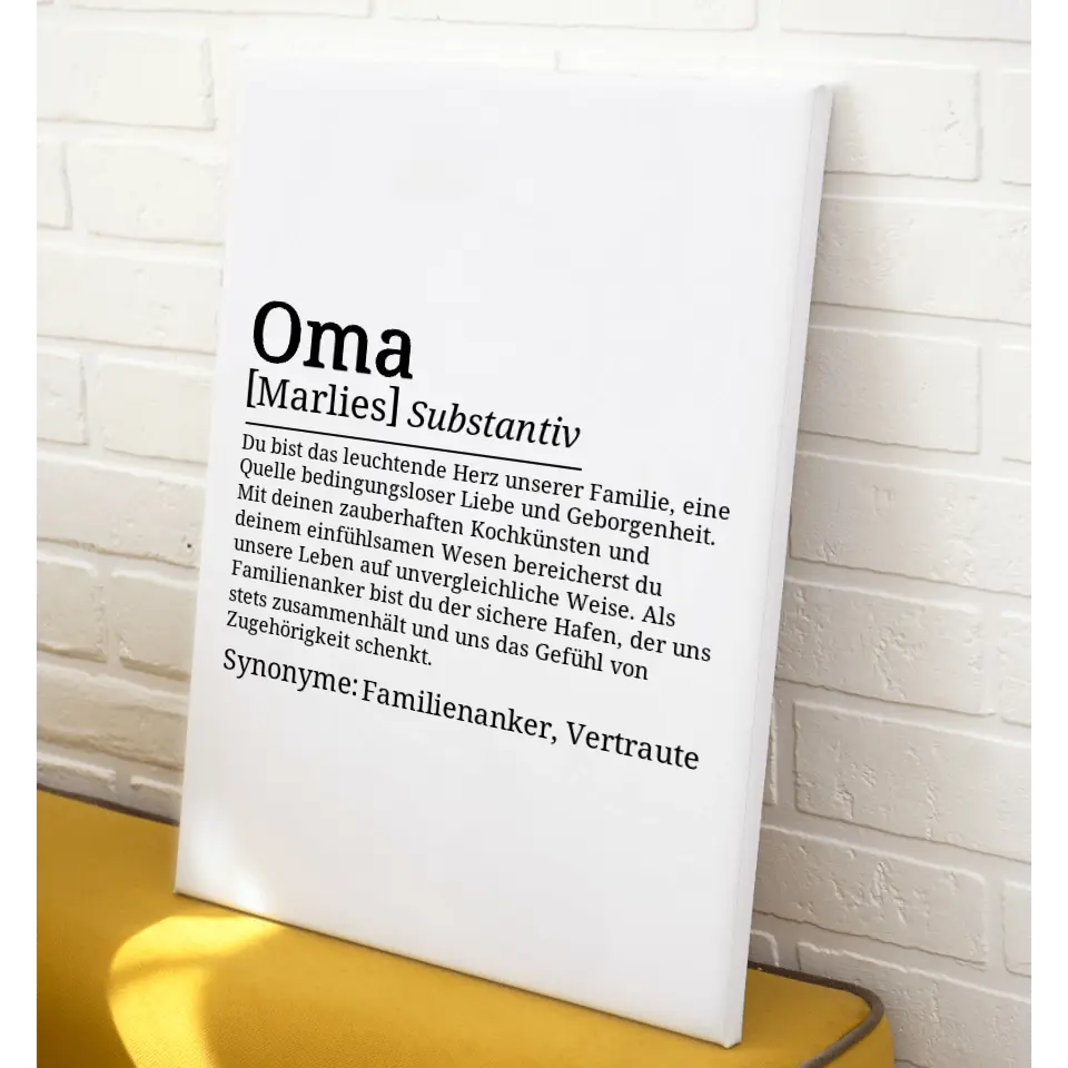 Definition Leinwand Oma - für die Familie