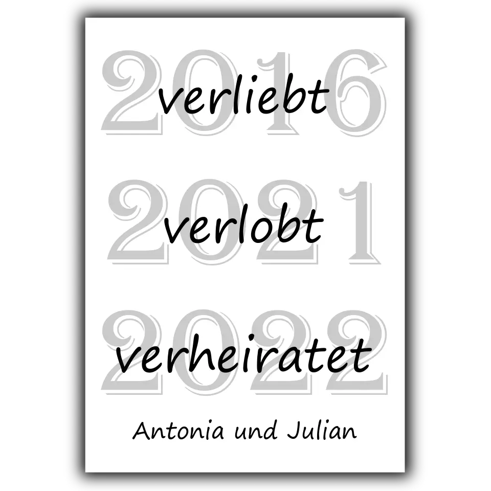 Verliebt Verlobt Verheiratet Poster - für die Hochzeit