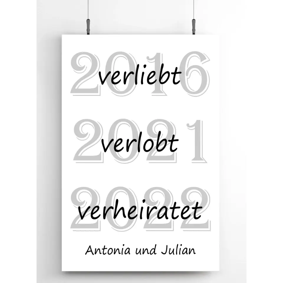 Verliebt Verlobt Verheiratet Poster - für die Hochzeit