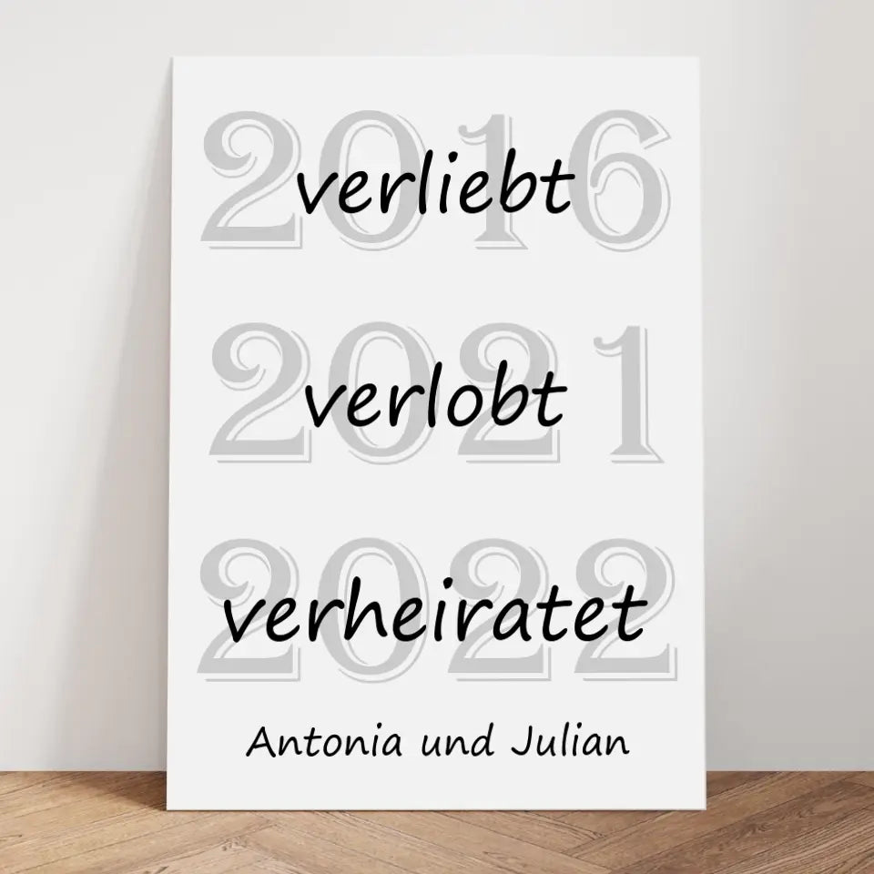 Verliebt Verlobt Verheiratet Poster - für die Hochzeit