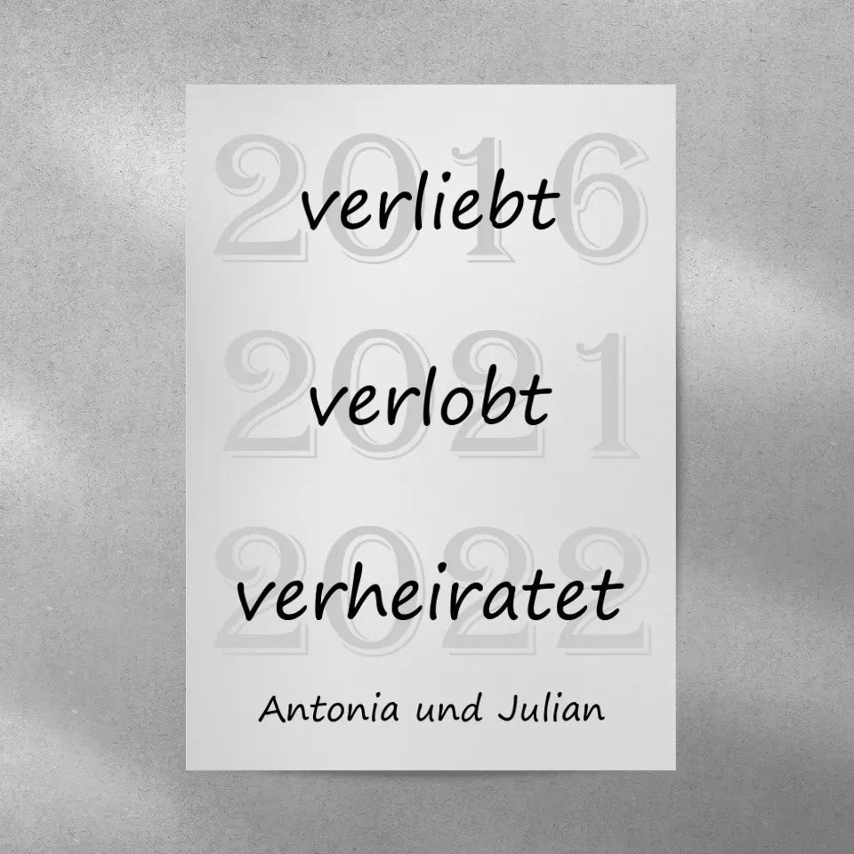 Verliebt Verlobt Verheiratet Poster - für die Hochzeit