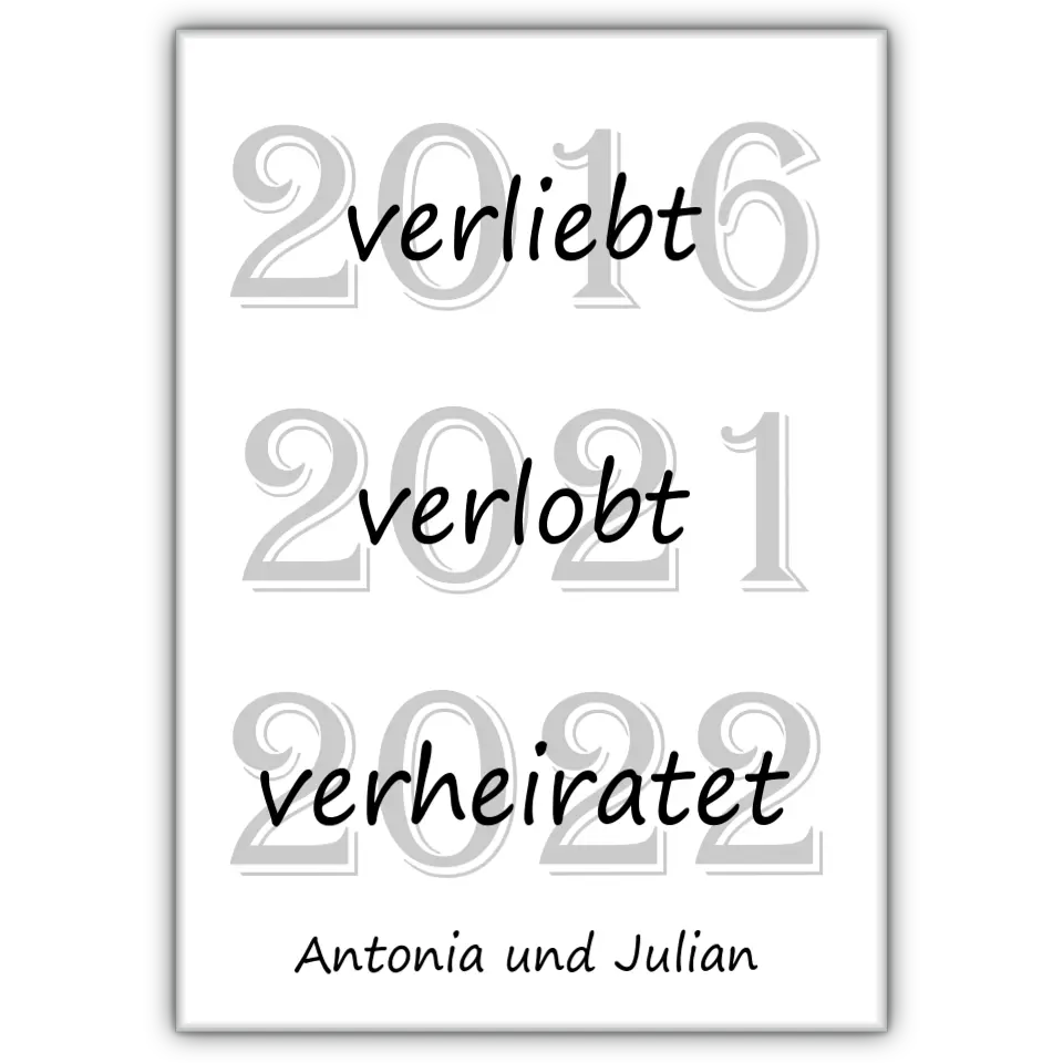 Verliebt Verlobt Verheiratet Poster - für die Hochzeit