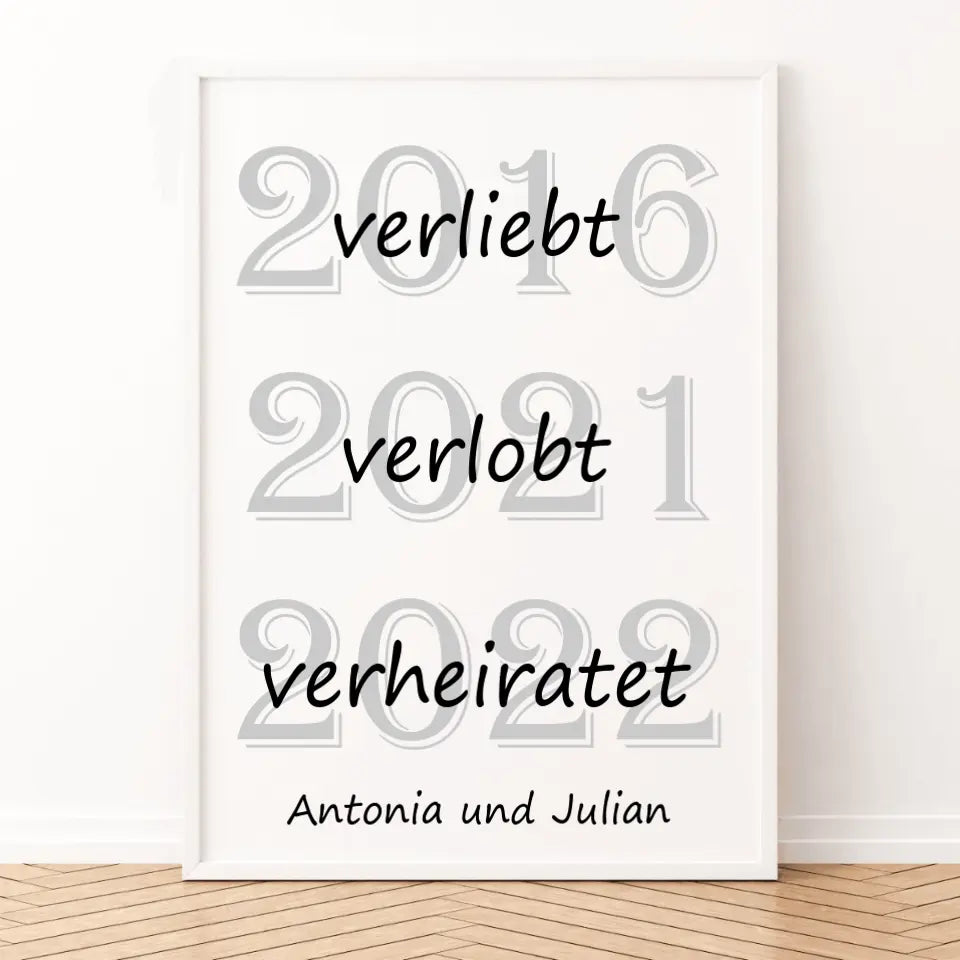 Verliebt Verlobt Verheiratet Poster - für die Hochzeit