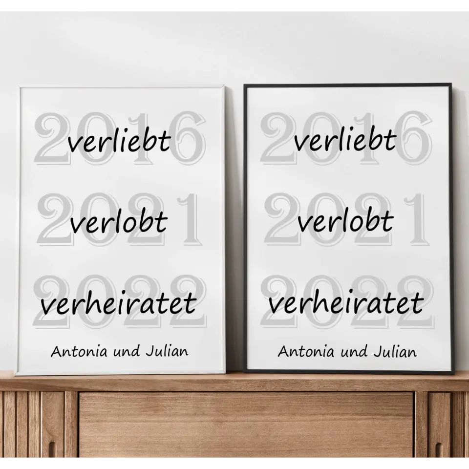 Verliebt Verlobt Verheiratet Poster - für die Hochzeit