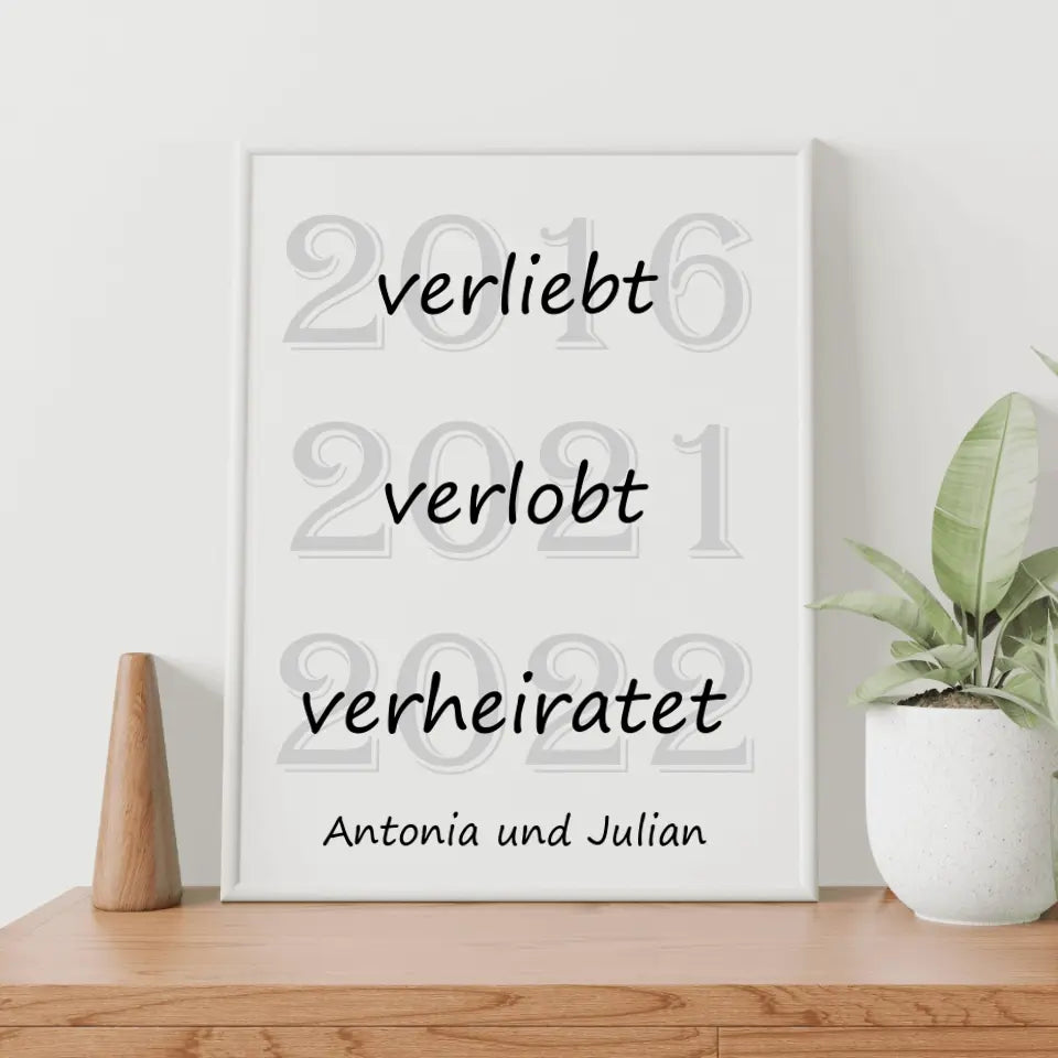 Verliebt Verlobt Verheiratet Poster - für die Hochzeit